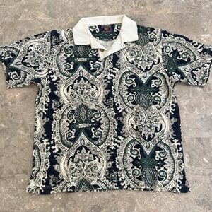 Vintage 1990s Chaps Ralph Lauren Paisley Polo Shirt L 22x26